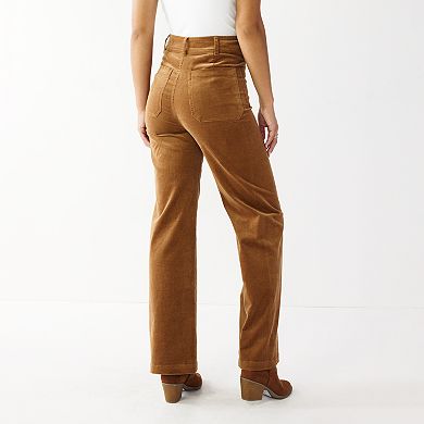 Juniors' SO® Exposed Button Corduroy Wide Leg Pants