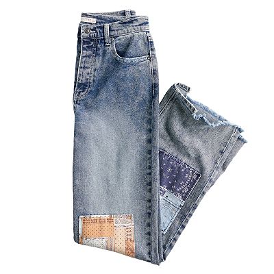 Juniors' SO® Bandana Patchwork Denim Jeans Juniors' SO® Bandana Patchwork Denim Jeans