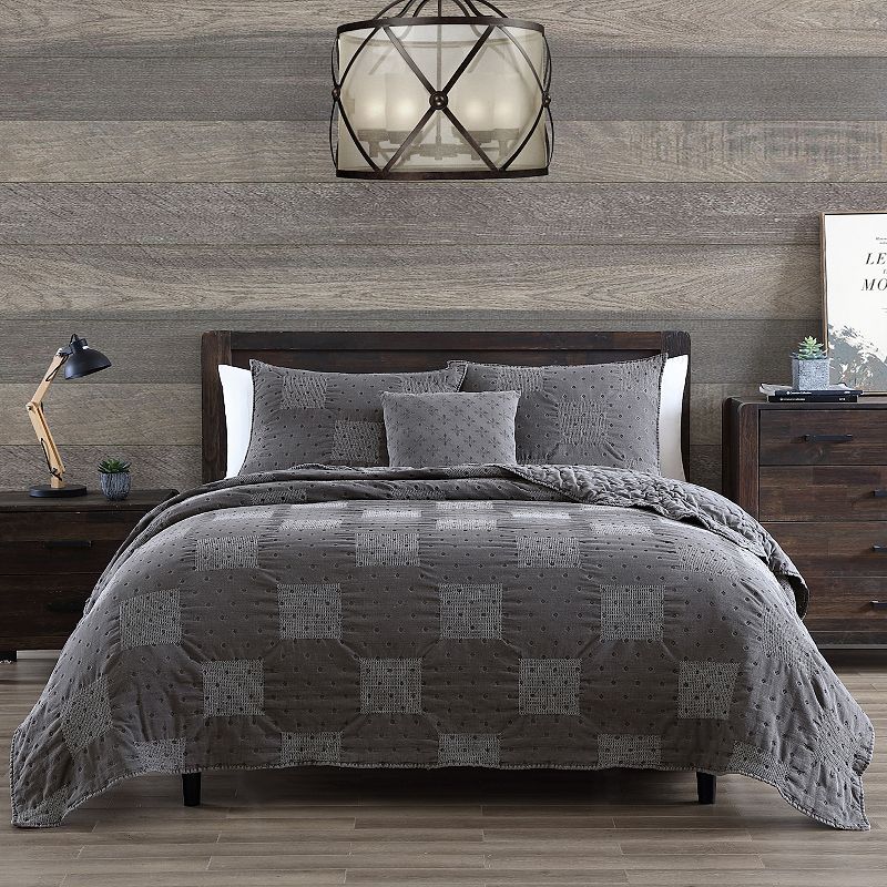 Modern Threads Stone Washed Quilt Set with Shams, Grey, King