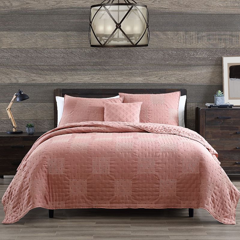 Modern Threads Stone Washed Quilt Set with Shams, Pink, King