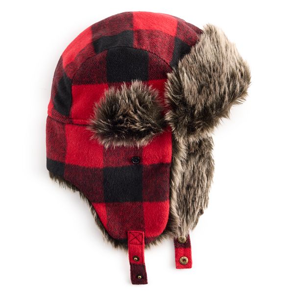 Men's Sonoma Goods For Life® Faux Fur Trapper Hat - Red Buffalo Check