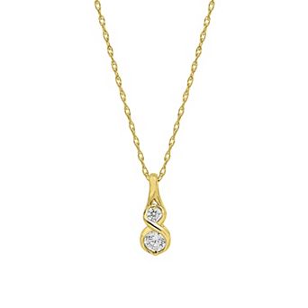 Together As One 10k Gold 1/4 Carat T.W. IGI Certified Diamond Infinity Pendant Necklace