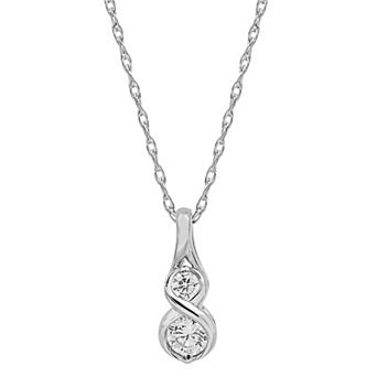 Together As One 10k Gold 1/4 Carat T.W. IGI Certified Diamond Infinity Pendant Necklace