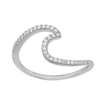 PRIMROSE Sterling Silver Cubic Zirconia Wave Ring