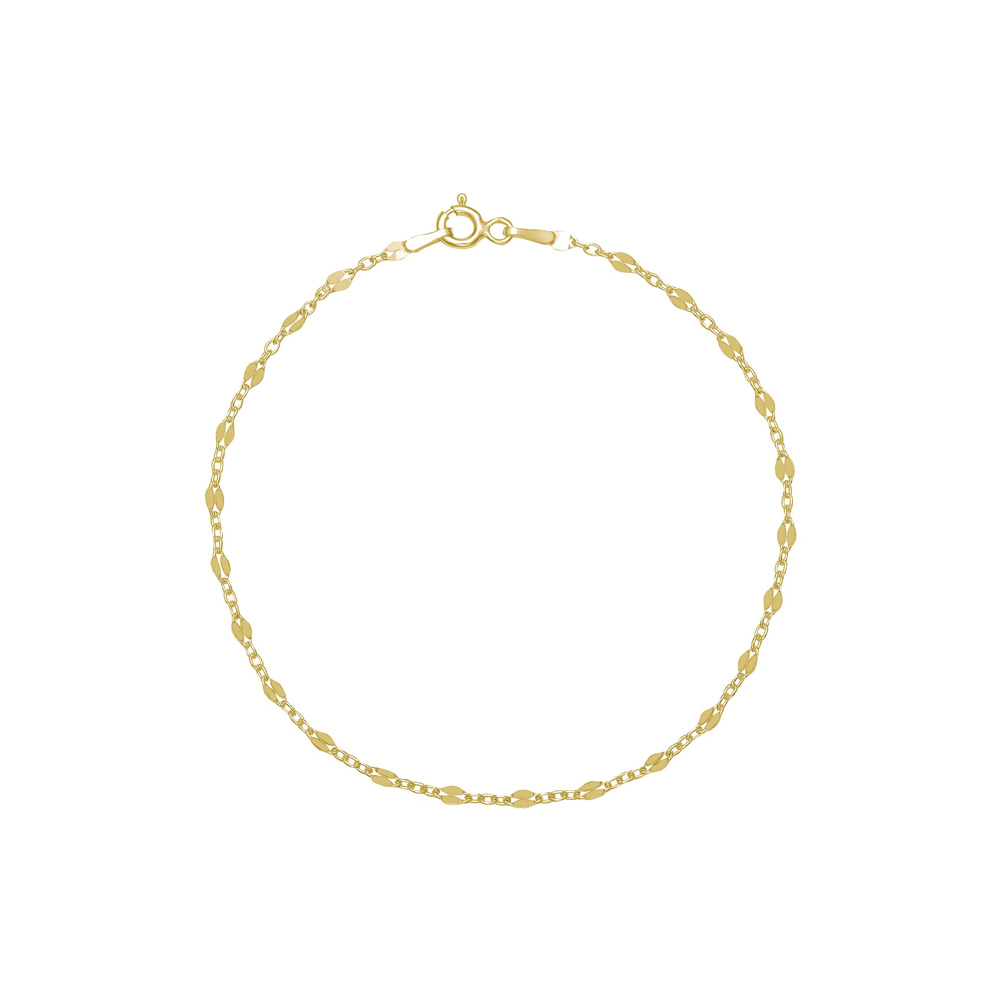 PRIMROSE Sterling Silver Mirror Chain Bracelet, Womens, Size: 7.5, Gold