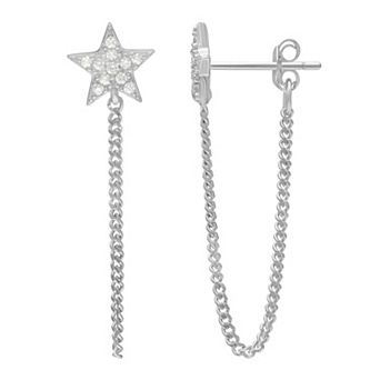 PRIMROSE Sterling Silver Cubic Zirconia Star Front-Back Earrings