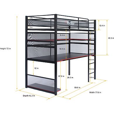 X-Rocker BattleBunk Gaming Bunk Bed with Desk and Storage