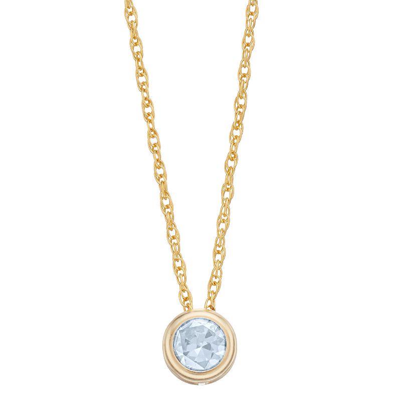 Pure Gem Collection 10k Gold Lab-Created White Sapphire Bezel Pendant Neck