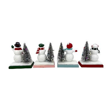 St. Nicholas Square Snowman Christmas Stocking Holder Table Decor 4-piece Set