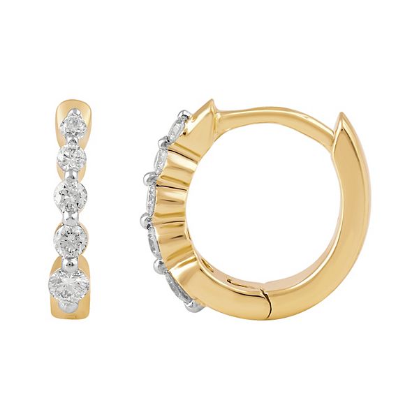 Made For You 10k Gold 1/5 Carat T.W. Lab-Grown Diamond Huggie Hoop Earrings