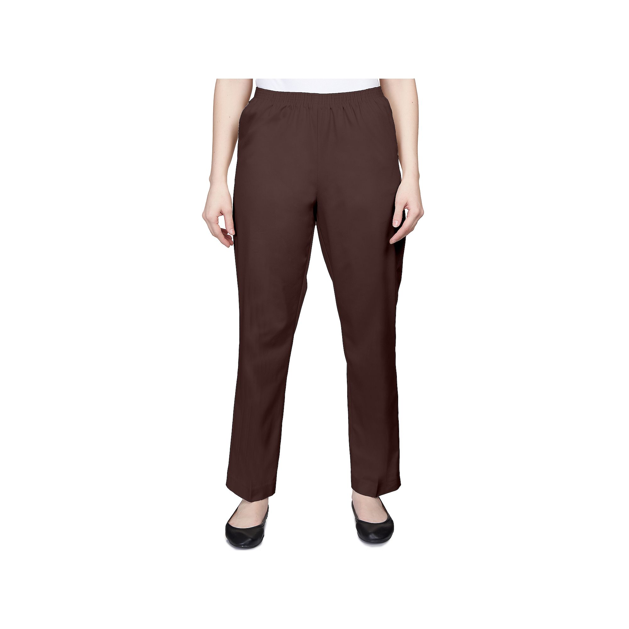 Womens Alfred Dunner Classics Twill Proportioned Pants, Size: 16, Brown