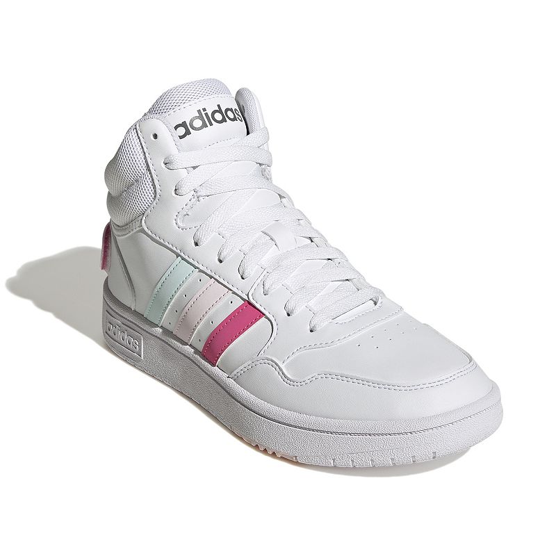 adidas Hoops 3.0 Mid-Top Womens Classic Basketball Shoes, Size: 5, White