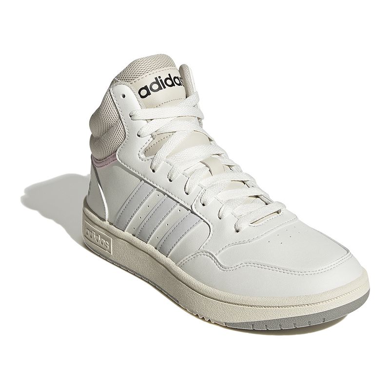 adidas Hoops 3.0 Mid-Top Womens Classic Basketball Shoes, Size: 6, White