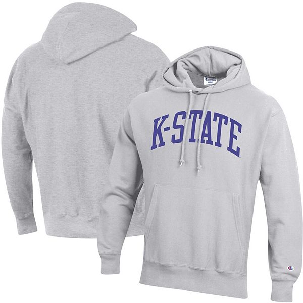 Men's Champion Heathered Gray Kansas State Wildcats Team Arch Reverse Weave  Pullover Hoodie