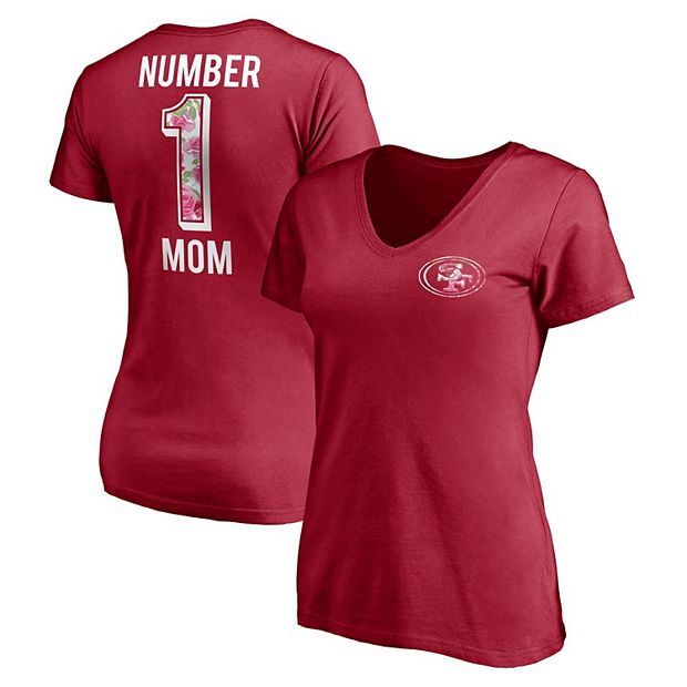 Women's Fanatics Branded Scarlet San Francisco 49ers #1 Mom Team Logo  V-Neck T-Shirt