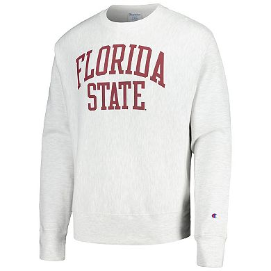 Men's Champion Heathered Gray Florida State Seminoles Arch Reverse Weave Pullover Sweatshirt