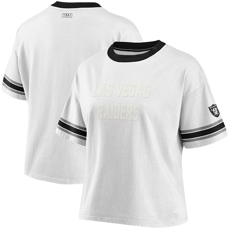 Womens WEAR By Erin Andrews White Las Vegas Raiders Crop T-Shirt, Size: 2X