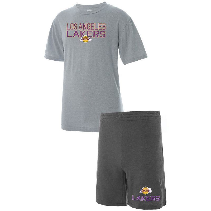 Mens Concepts Sport Gray/Heathered Charcoal Los Angeles Lakers T-Shirt and