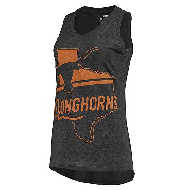 Women's Pressbox Black Texas Longhorns Ferris Melange V-Neck Tank Top