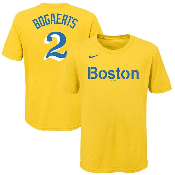 Youth Nike Xander Bogaerts Gold Boston Red Sox 2021 City Connect Name &  Number T-Shirt