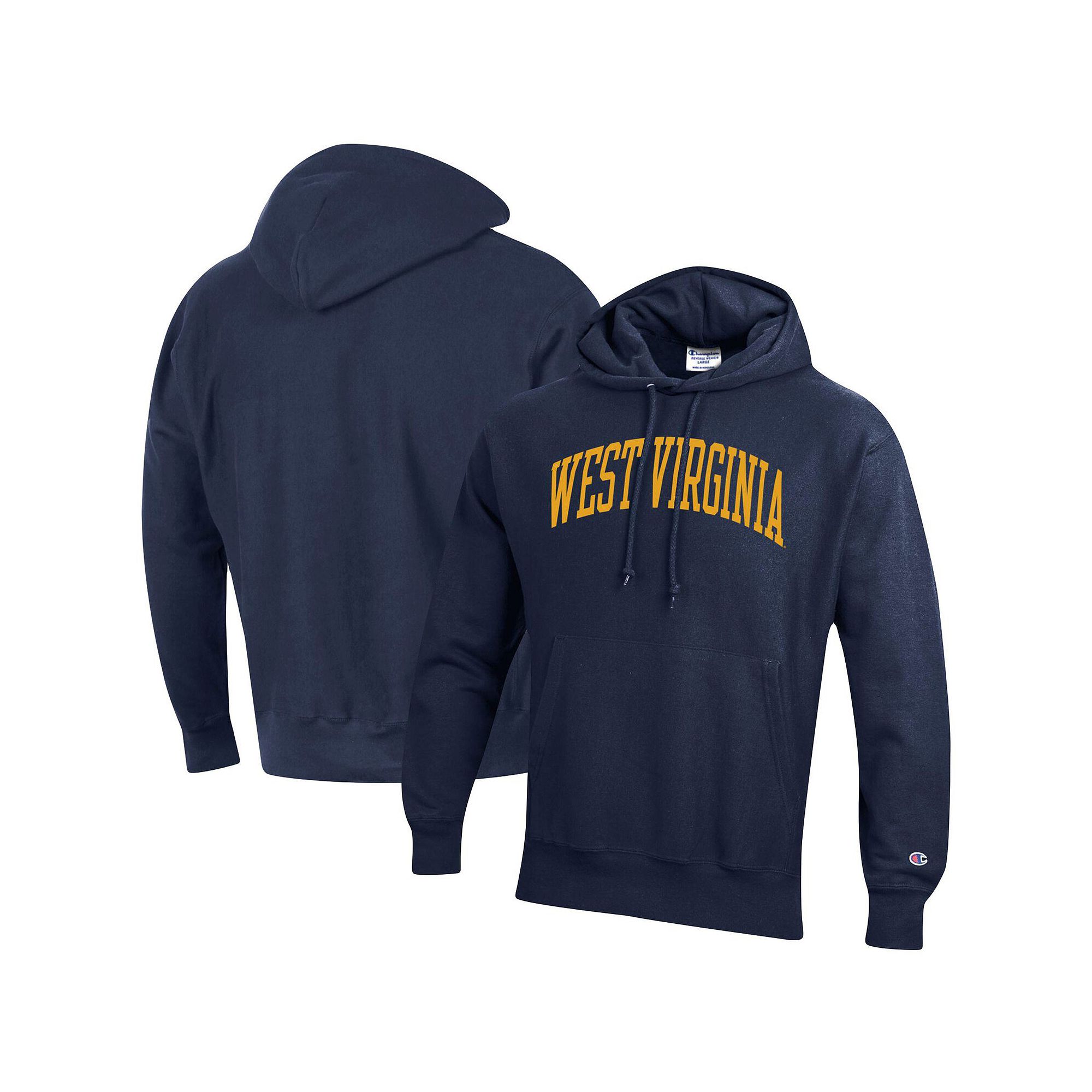 Mens Champion Navy West Virginia Mountaineers Team Arch Reverse Weave Pull