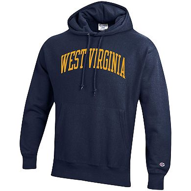Men's Champion Navy West Virginia Mountaineers Team Arch Reverse Weave Pullover Hoodie