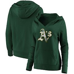 Women's Fanatics Branded Green Oakland Athletics Core Team Lockup Long  Sleeve V-Neck T-Shirt