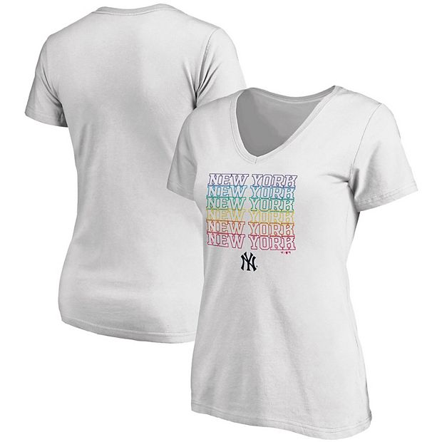 Women's Fanatics Branded White New York Yankees City Pride V-Neck T-Shirt