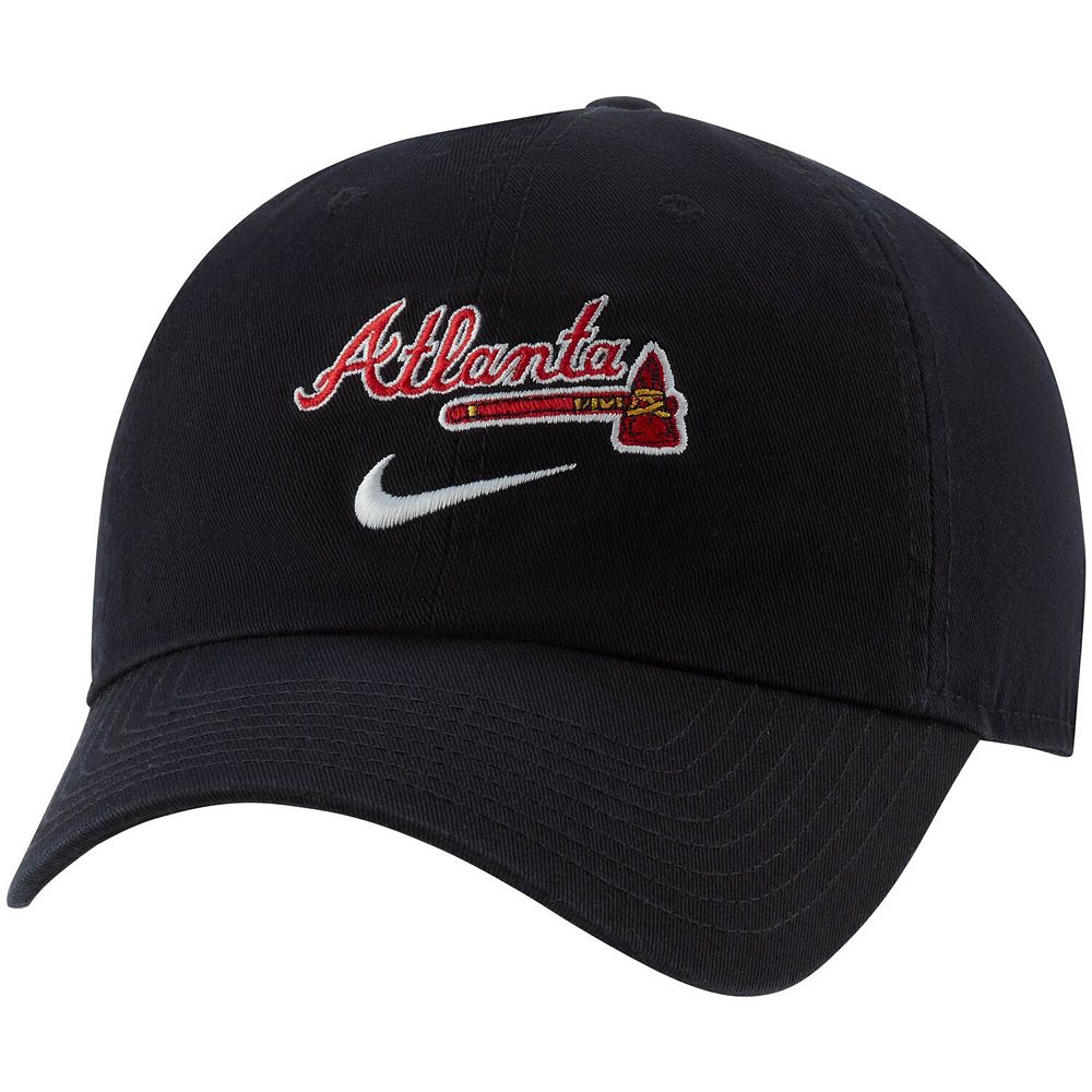 Men s Nike Navy Atlanta Braves Wordmark Heritage 86 Adjustable Hat