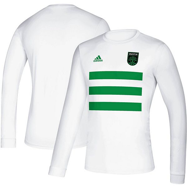 Men's adidas White Austin FC Three Stripe Life Pitch AEROREADY Long Sleeve T-Shirt