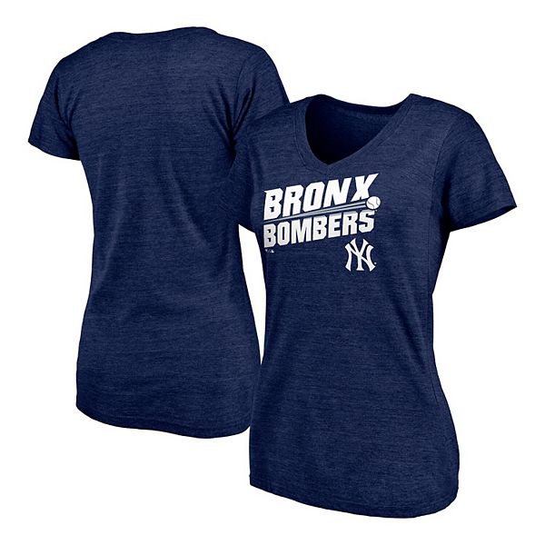 Fanatics Women's Heathered Navy New York Yankees Hometown Pinstripe Tri-Blend V-Neck T-Shirt Heather Navy