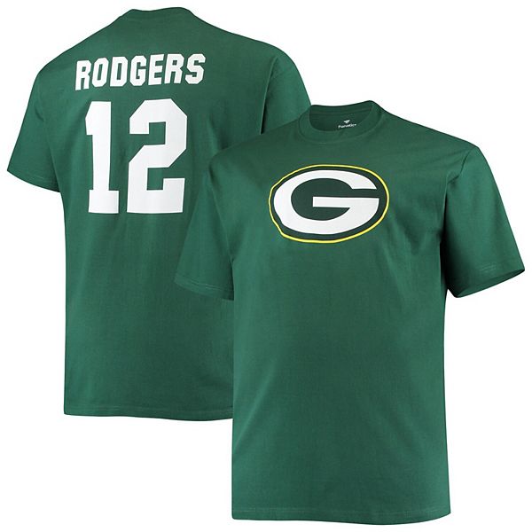 Men's Fanatics Branded Aaron Rodgers Green Green Bay Packers Big & Tall  Player Name & Number T-Shirt