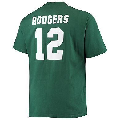 Men's Fanatics Branded Aaron Rodgers Green Green Bay Packers Big & Tall Player Name & Number T-Shirt
