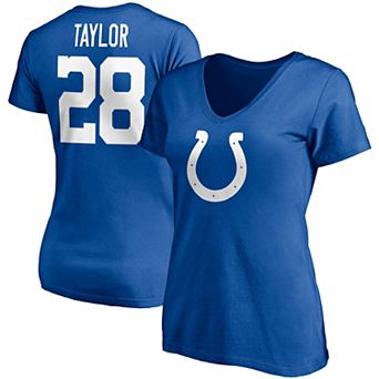 Women's Fanatics Jonathan Taylor Royal Indianapolis Colts Player Icon Name & Number V-Neck T-Shirt