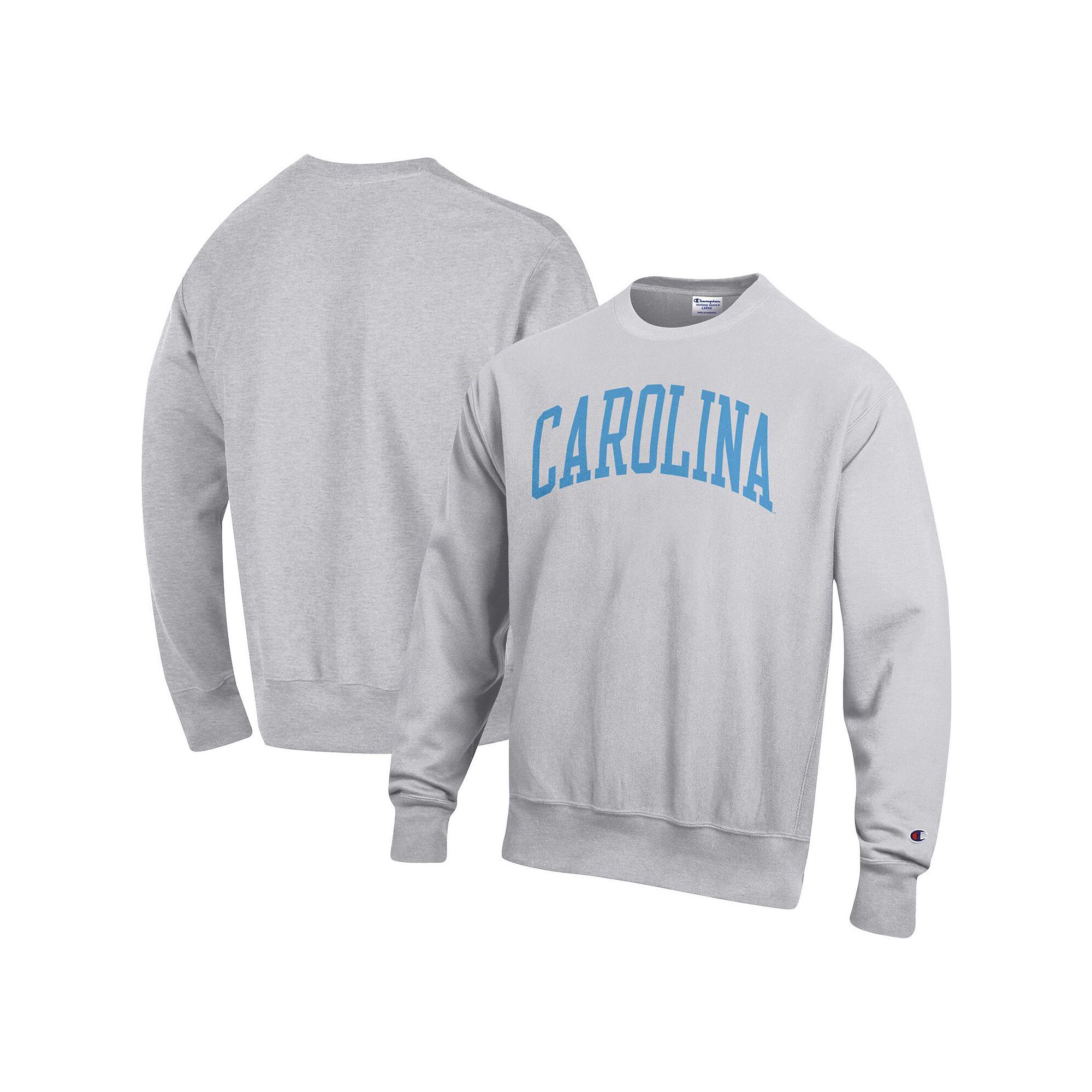 Mens Champion Heathered Gray North Carolina Tar Heels Arch Reverse Weave P