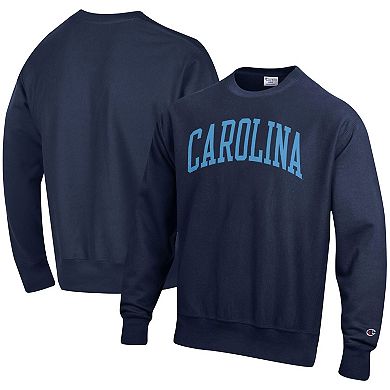 Men's Champion Navy North Carolina Tar Heels Arch Reverse Weave Pullover Sweatshirt