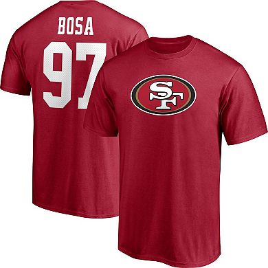 Men's Fanatics Branded Nick Bosa Scarlet San Francisco 49ers Player Icon Name & Number T-Shirt