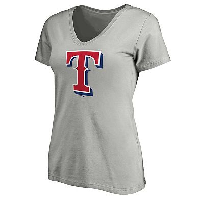 Women's Fanatics Branded Heathered Gray Texas Rangers Core Official Logo V-Neck T-Shirt