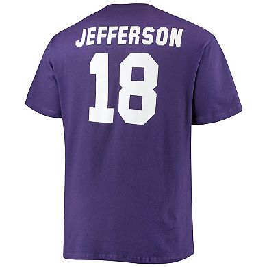 Men's Fanatics Branded Justin Jefferson Purple Minnesota Vikings Big & Tall Player Name & Number T-Shirt