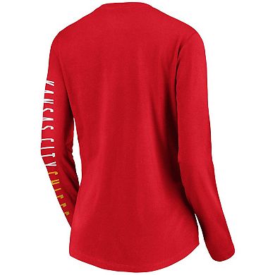 Women's Fanatics Red Kansas City Chiefs Slogan V-Neck Long Sleeve T-Shirt