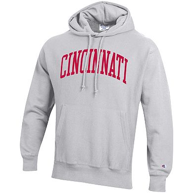 Men's Champion Heathered Gray Cincinnati Bearcats Team Arch Reverse Weave Pullover Hoodie