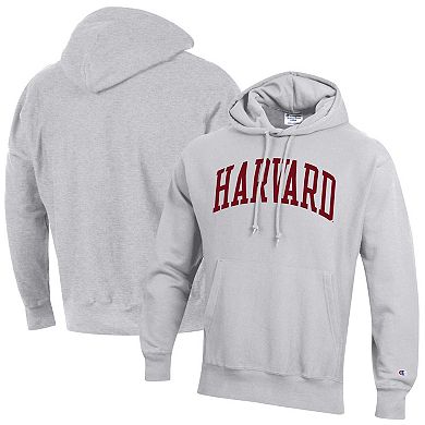 Men's Champion Heathered Gray Harvard Crimson Team Arch Reverse Weave Pullover Hoodie