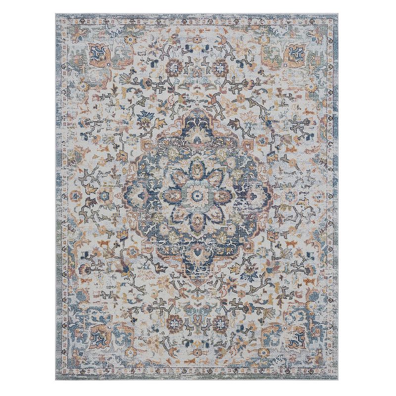KHL Rugs Antonia Traditional Ornate Area Rug, Beig/Green, 8Ft Rnd