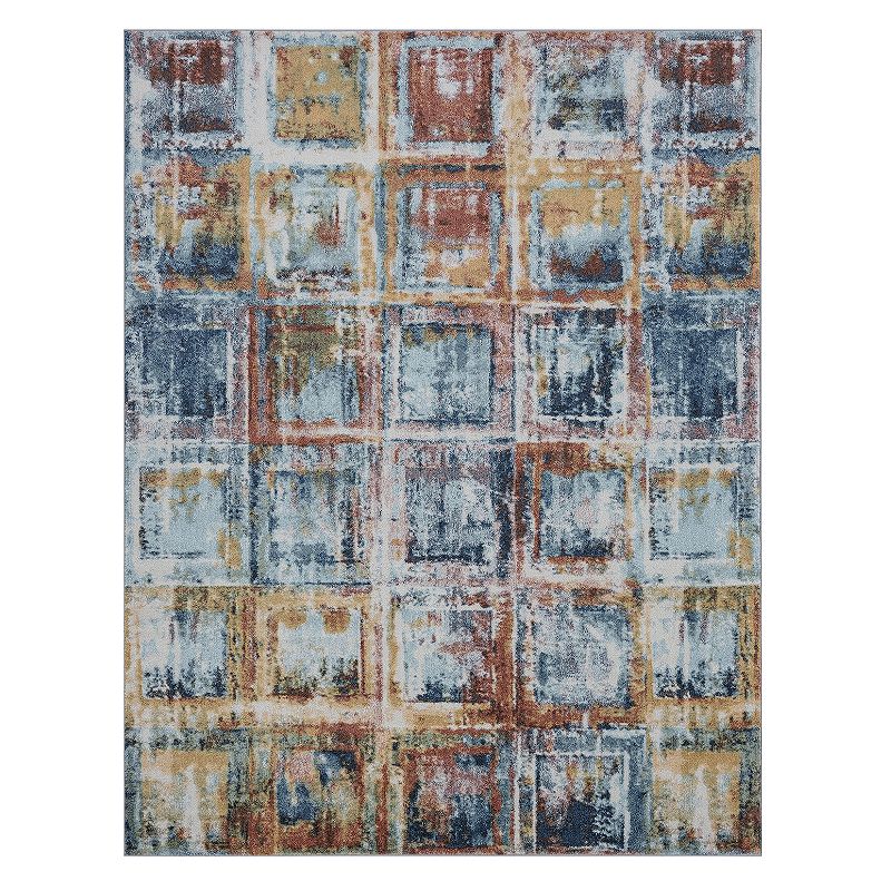 KHL Rugs Rowan Contemporary Abstract Area Rug, Blue, 5X7 Ft
