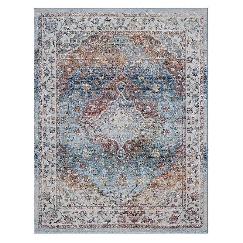 KHL Rugs Norah Traditional Ornate Area Rug, Beig/Green, 5Ft Rnd
