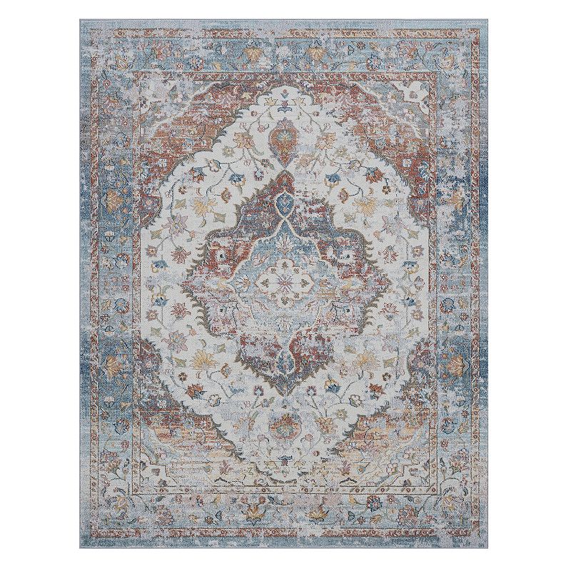 KHL Rugs Norah Traditional Ornate Area Rug, Grey, 8Ft Rnd