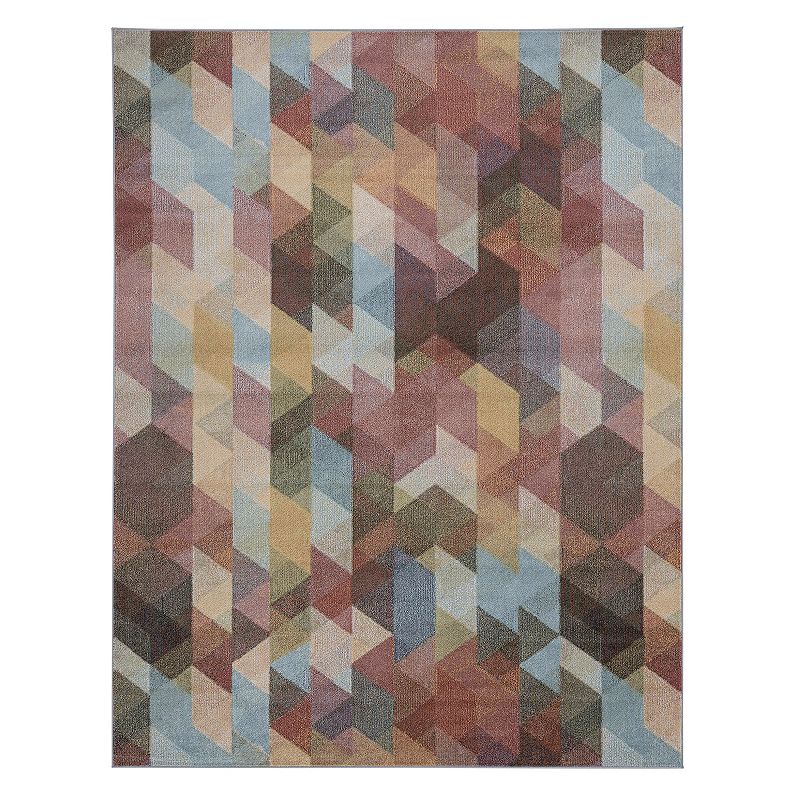 KHL Rugs Declan Contemporary Abstract Area Rug, Blue, 5X7 Ft