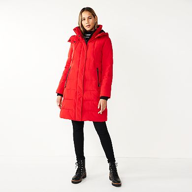 Women's Nine West Storm Weather Faux-Fur Hood Puffer Coat