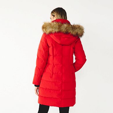 Women's Nine West Storm Weather Faux-Fur Hood Puffer Coat