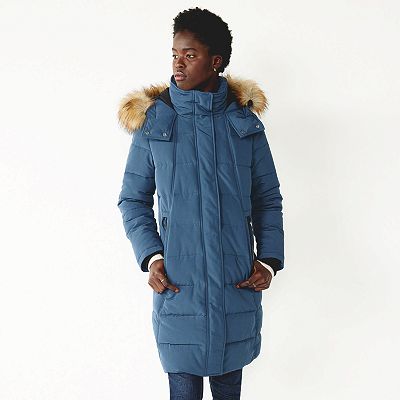 Women s Nine West Storm Weather Faux Fur Hood Puffer Coat